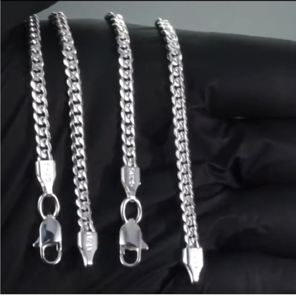 New Gold Cuban Link Chain Necklace Diamond Cut Curb Chain Link 925 20” Necklace - Picture 2 of 16